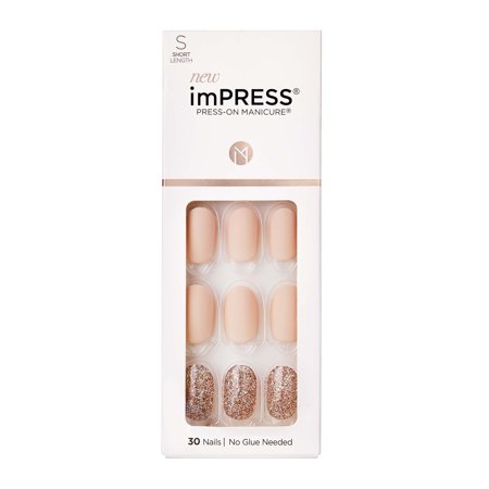 KISS ImPRESS the No Glue Mani Short False Nails Self-adhesive Evanesce 30 Pc - Bellso